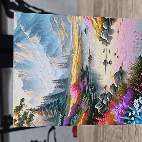 4x6 Colorful Floral Landscape with Mountains Oil Painting Art‎ Print - Picture 3 of 6